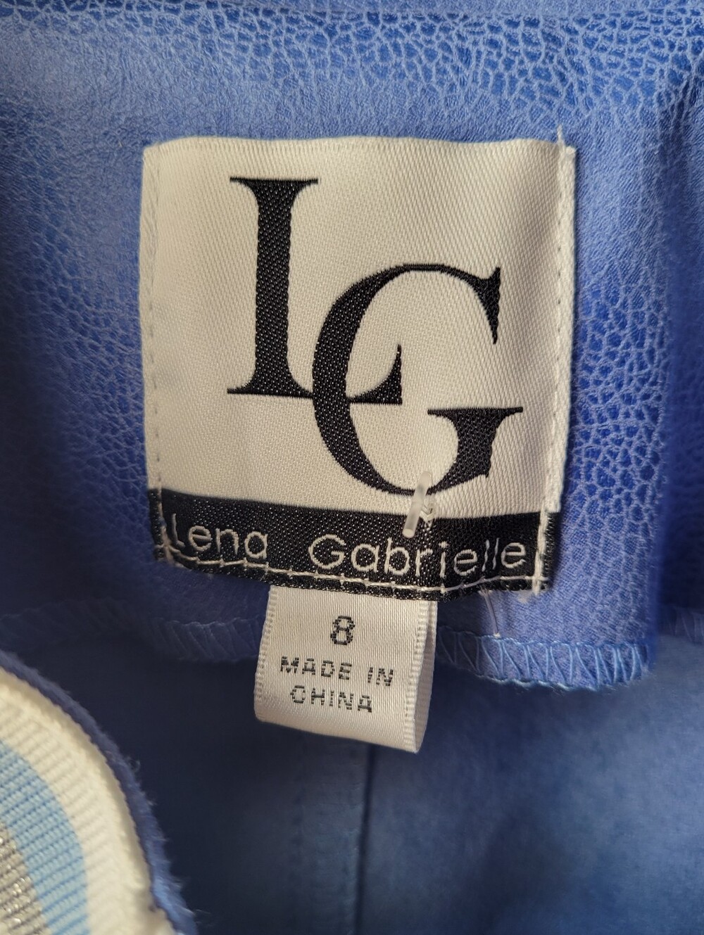 Lena Gabrielle Women's Faux Suede Jacket sz 8 Ocean BLUE Full Zip Stripe Trim - Picture 4 of 12
